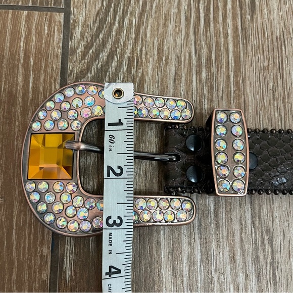 Rhinestones Brown Leather Western Belt main image 4